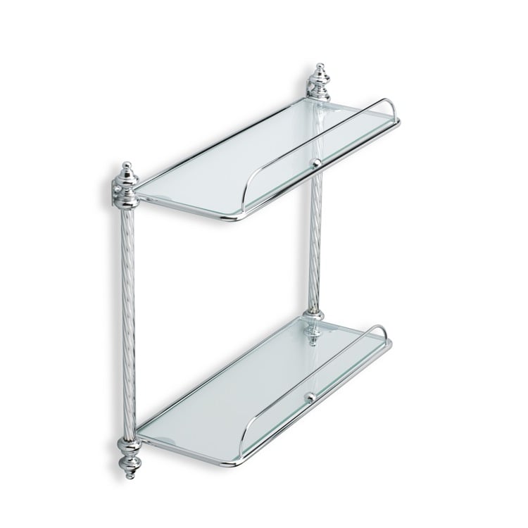 StilHaus G694-08 Chrome Double Glass Bathroom Shelf